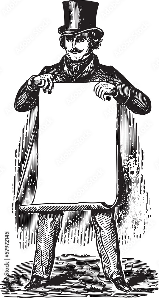 Fototapeta premium Gentleman holding blank paper