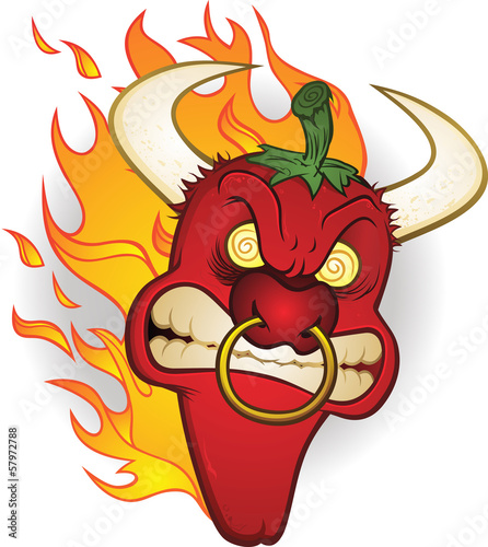 Raging Bull Chili Pepper Cartoon Character