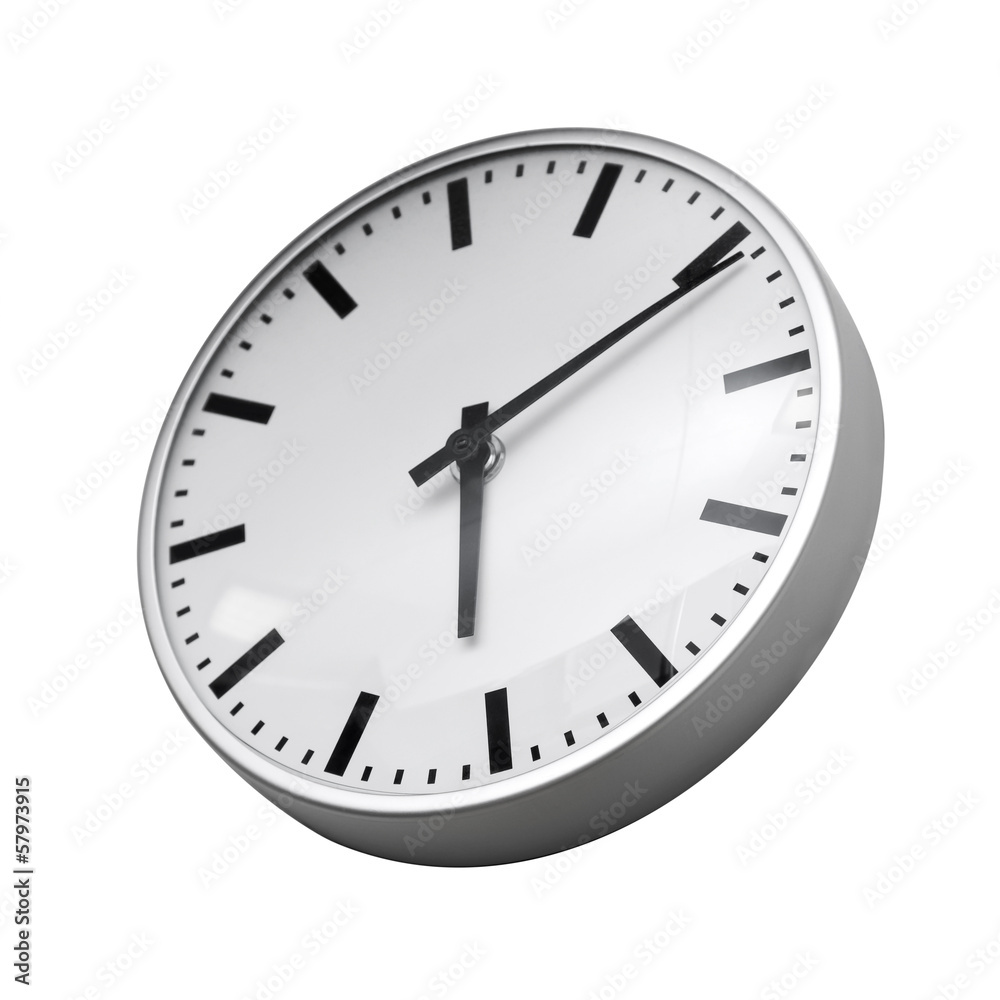 Classical modern wall clock isolated on white background Classical modern wall clock isolated on white background