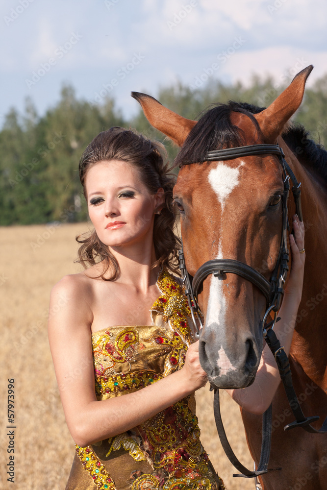 Fototapeta premium woman with horse