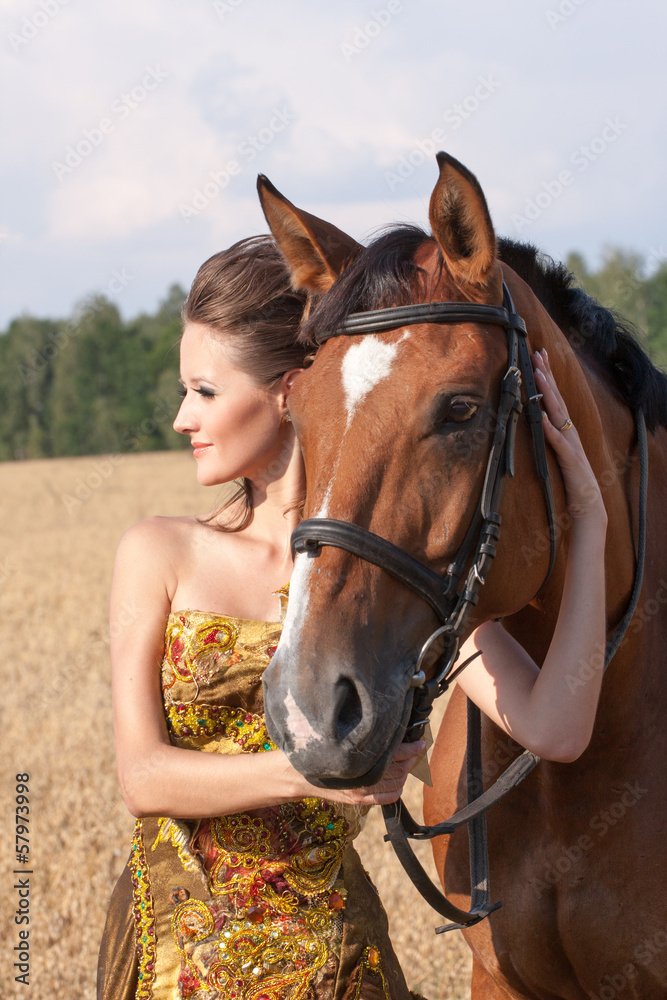 Obraz premium woman with horse