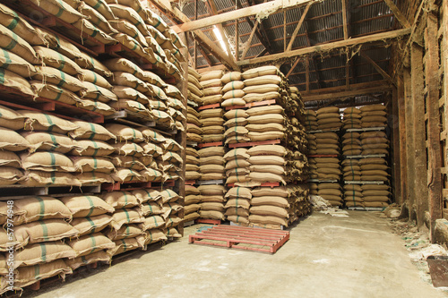 Quadro su tela Stack hemp sacks of rice