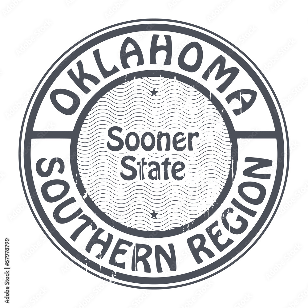 Stamp with name of Oklahoma, Southern Region, vector