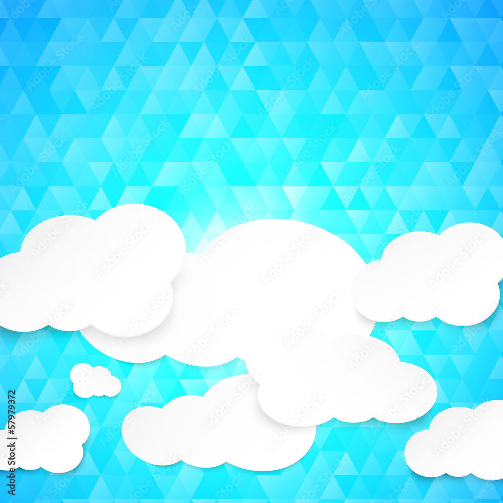 Paper clouds with blue illustration background. Paper clouds with blue illustration background.