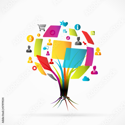 Social media abstract tree concept vector illustration