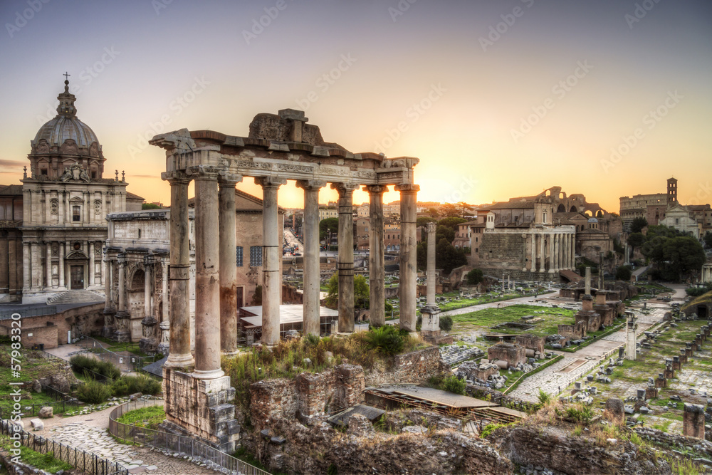 Naklejka premium Roman ruins in Rome, the Imperial forum.