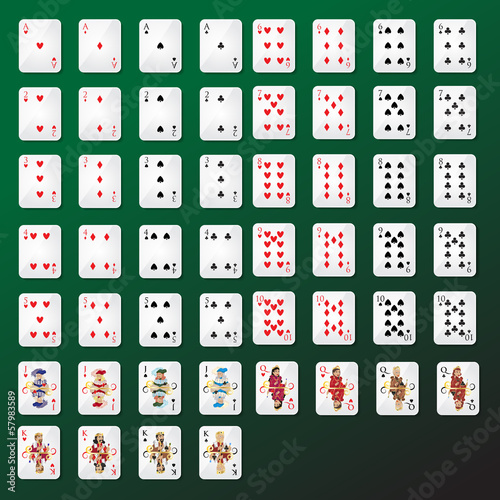 Playing Cards Set - Isolated On Green Background