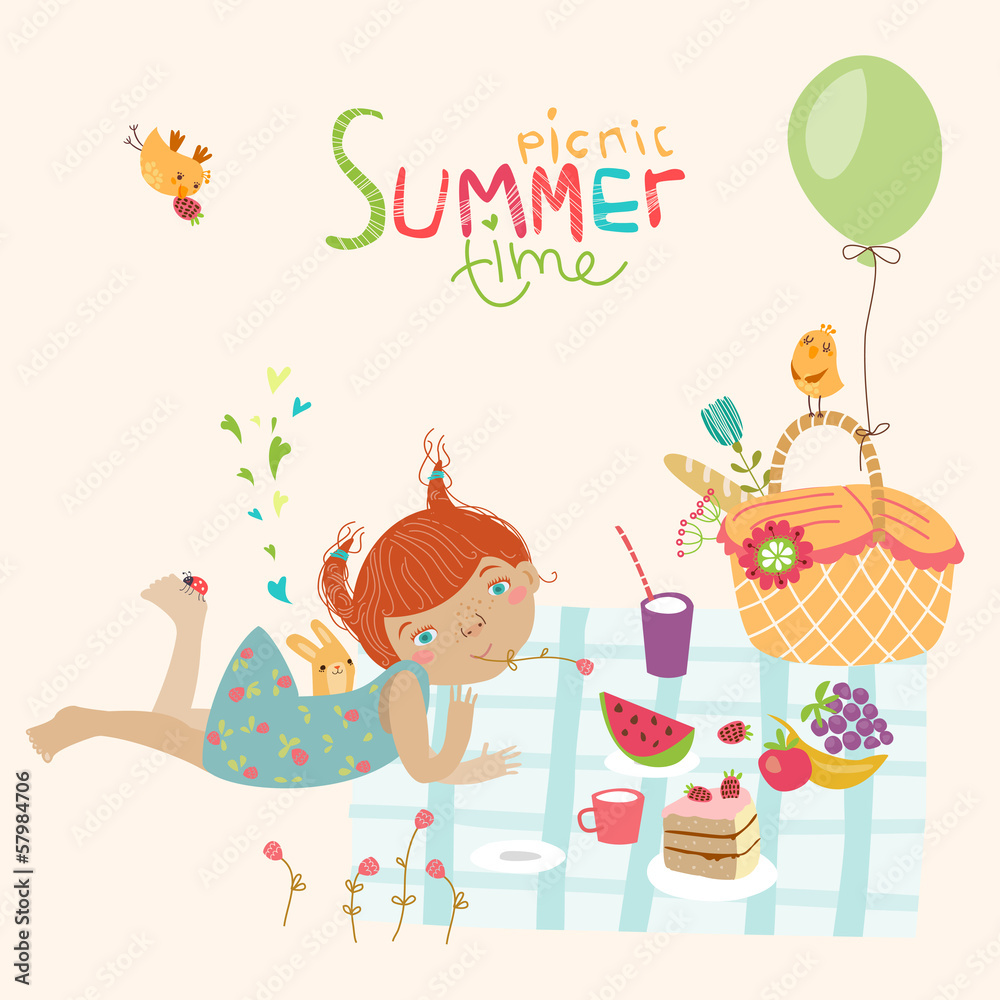 Fototapeta premium Cute summer illustration