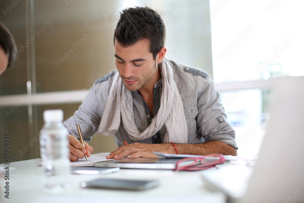Young man being candidate for business school Young man being candidate for business school