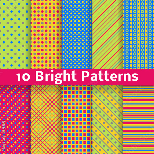 Abstract geometric bright seamless patterns (tiling). Vector