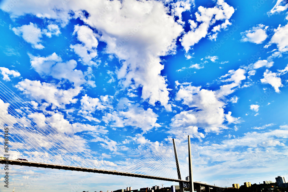 Naklejka premium Big suspension bridge