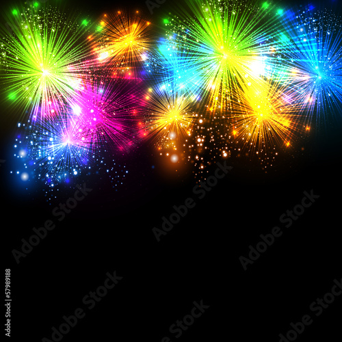 Happy New Year and christmas firework vector celebration backgro