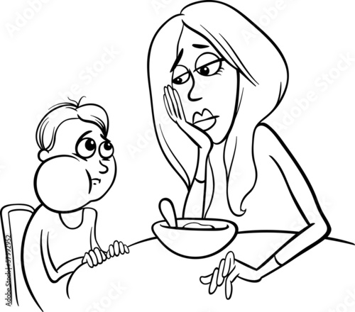 poor eater black and white cartoon