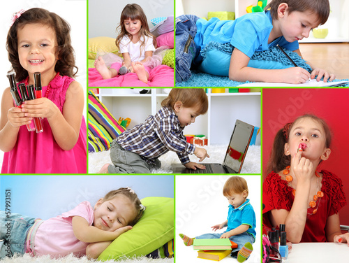 Collage of cute little chil...