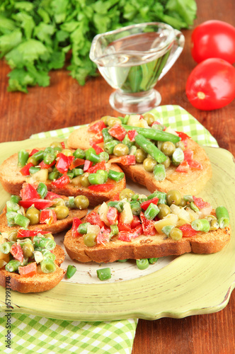 Sandwiches with vegetables and greens