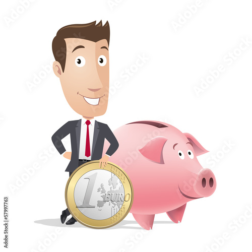 Businessman, manager - finance - piggy bank, money box