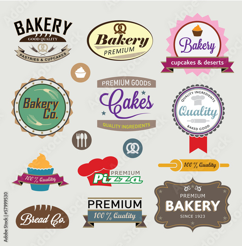 color bakery signs - vector set