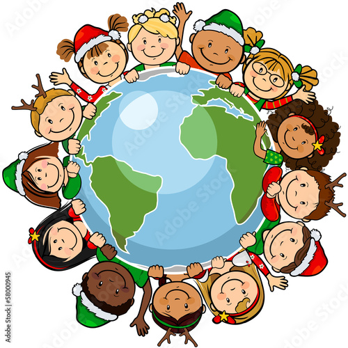 Children christmas globe