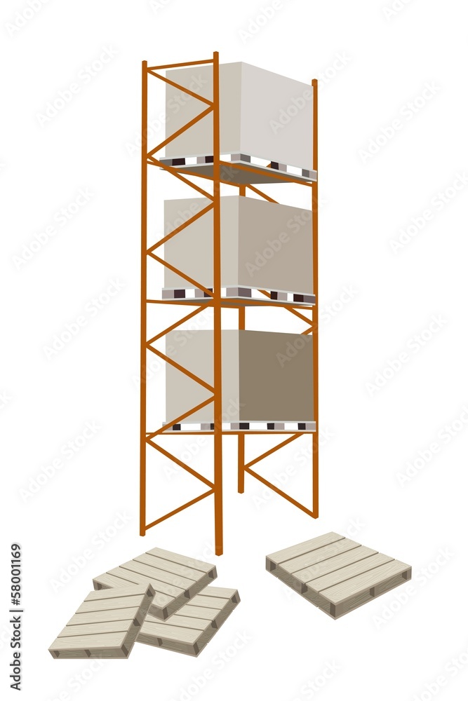 Cargo Shelf With Shipping Box and Pallet Cargo Shelf With Shipping Box and Pallet