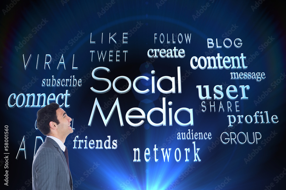 Composite image of smiling businessman standing Composite image of smiling businessman standing