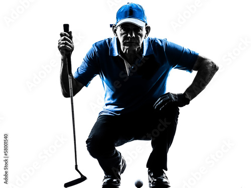 man golfer golfing crouching silhouette