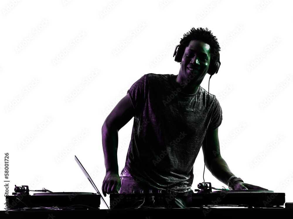 Φωτογραφία disc jockey man silhouette