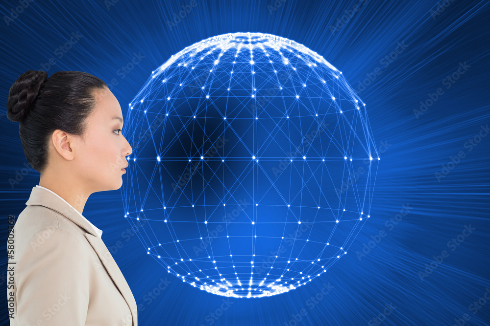 Composite image of unsmiling asian businesswoman