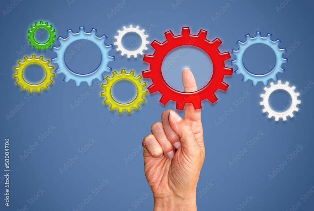Female Hand with Cogwheels - Business Concept Female Hand with Cogwheels - Business Concept