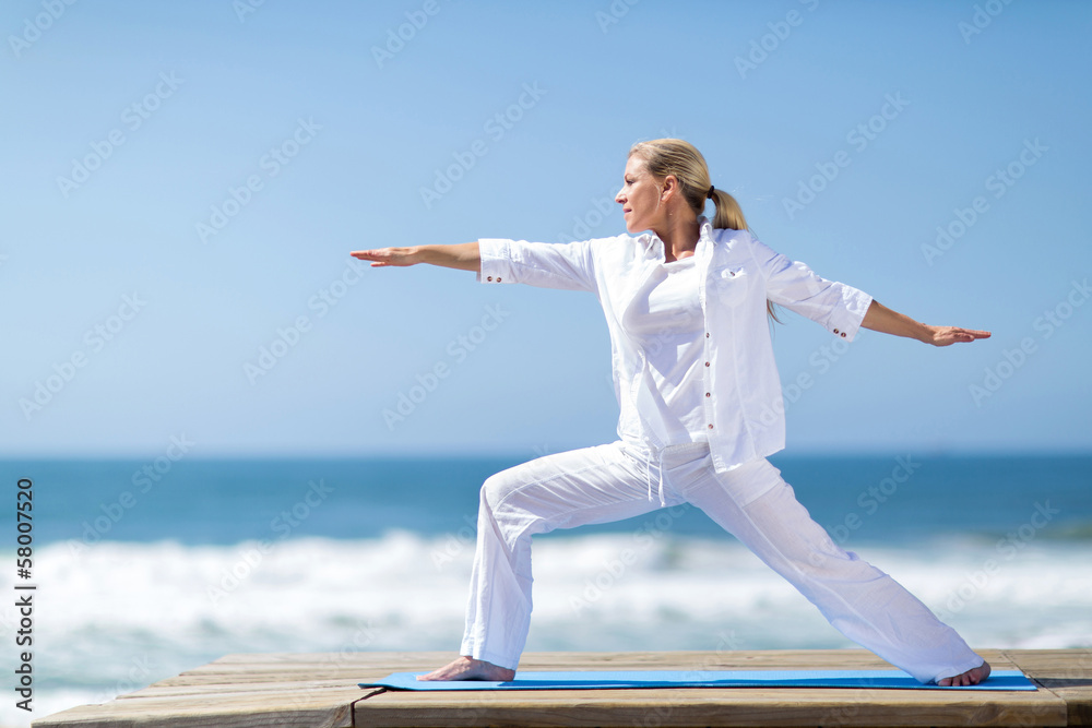 pretty middle aged woman yoga pose