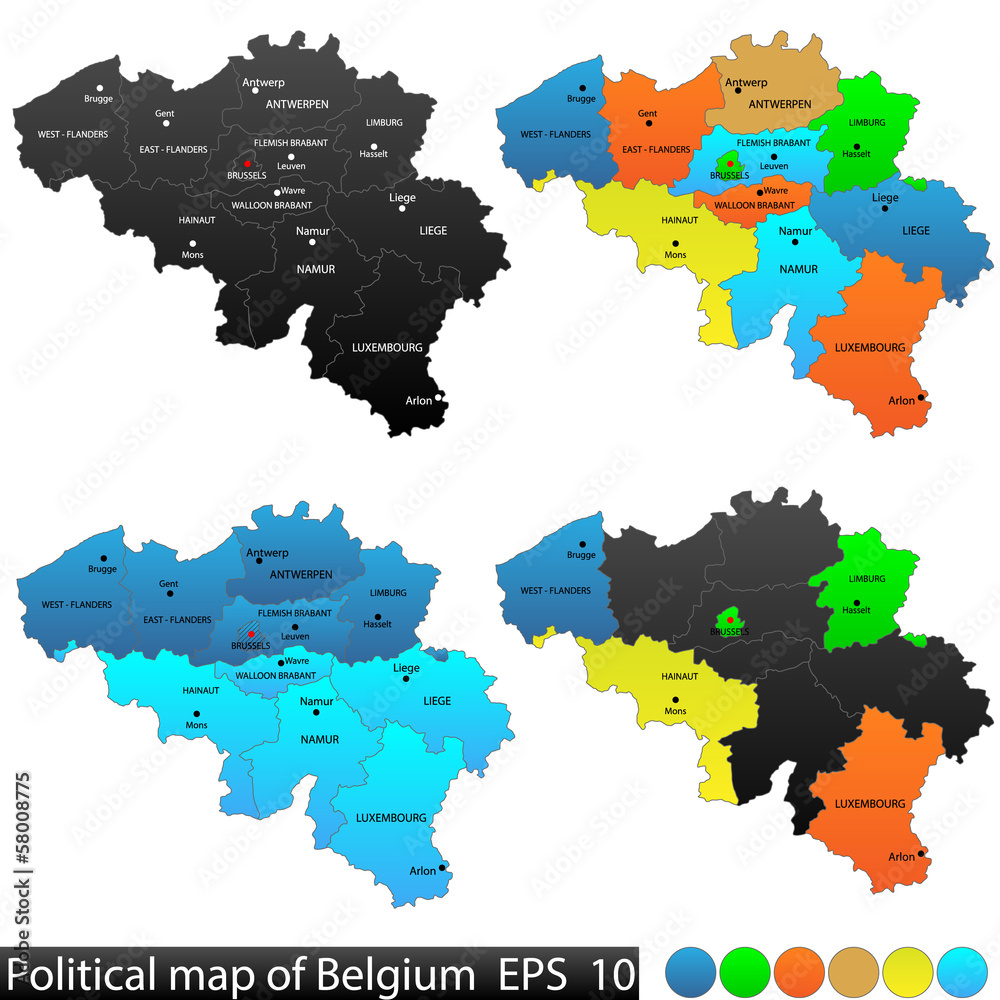 Political map of Belgium, selectable provinces