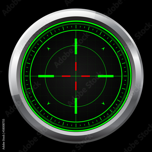 Sniper scope green and red cross hairs