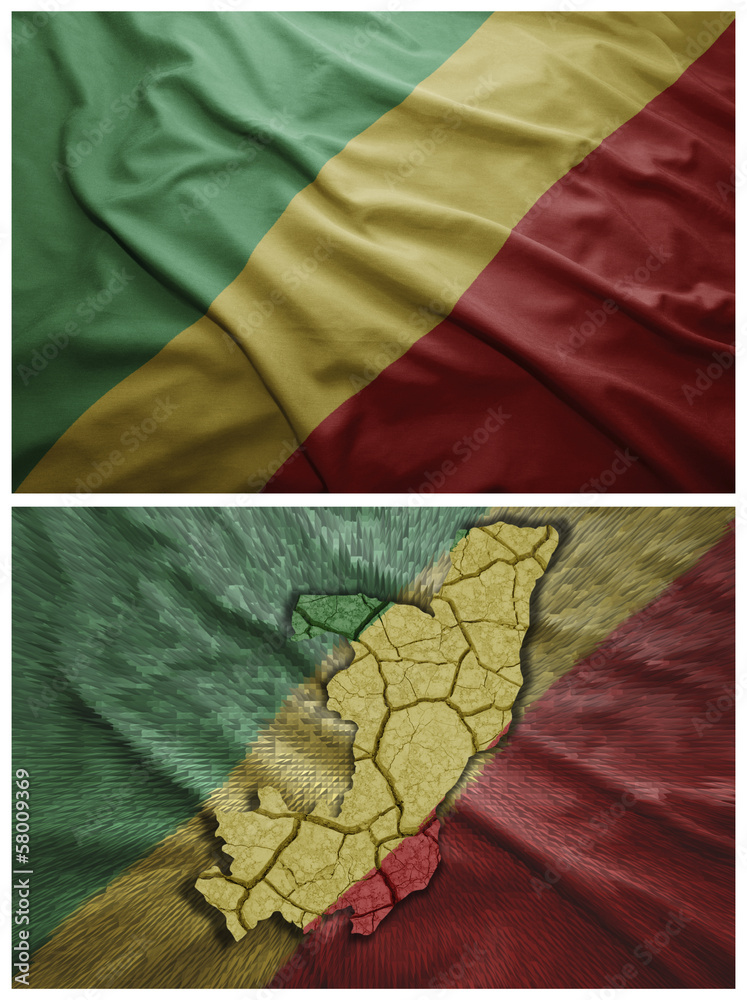 Republic of the Congo flag and map collage