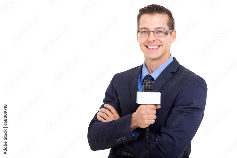young news reporter in live broadcasting young news reporter in live broadcasting