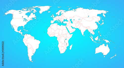 World map with borders between all countries.