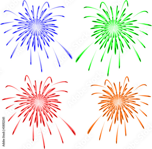 Brightly colorful vector fireworks. Vector