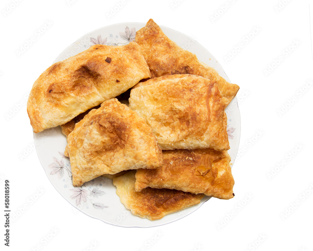 fresh tasty meat pies on a white background fresh tasty meat pies on a white background