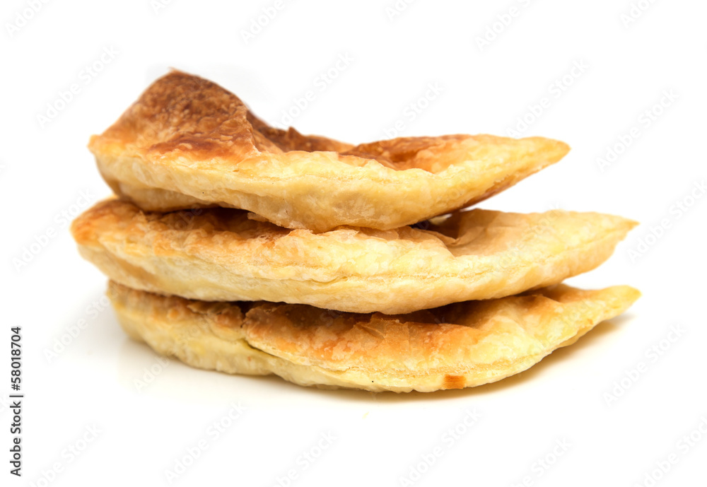 fresh tasty meat pies on a white background fresh tasty meat pies on a white background