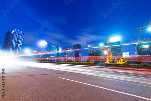 light trails on the street at dusk in guangdong,China