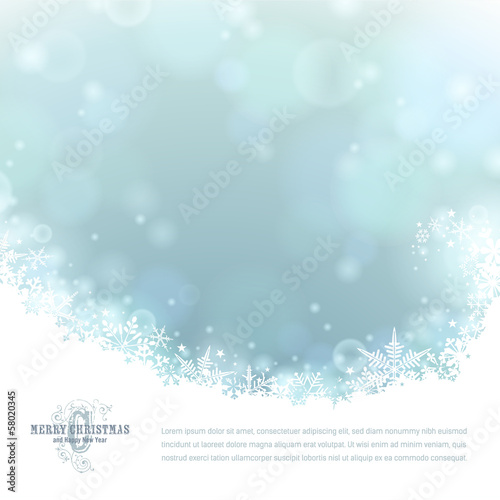 bright winter background with snowflakes