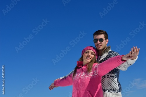 young couple on winter vacation