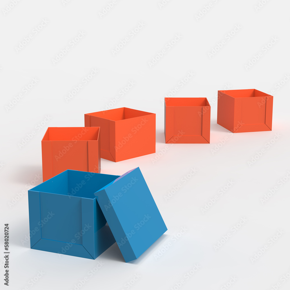 Fototapeta premium 3d open blank box as thinking outside the box concept