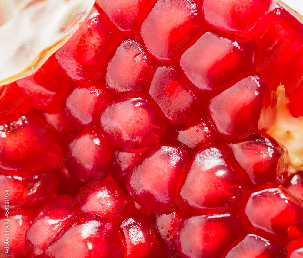 Macro view of ripe seeds of pomegranate Macro view of ripe seeds of pomegranate