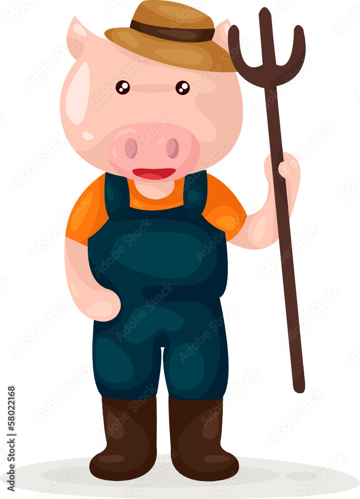 cartoon pig farmer cartoon pig farmer