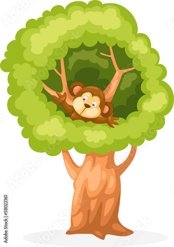 cartoon monkey on the tree