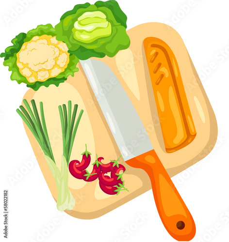 chopping board with vegetables