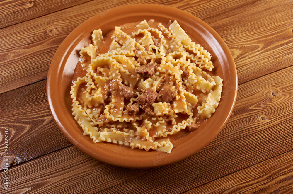 pasta mafalde with beef Stock Photo Adobe Stock