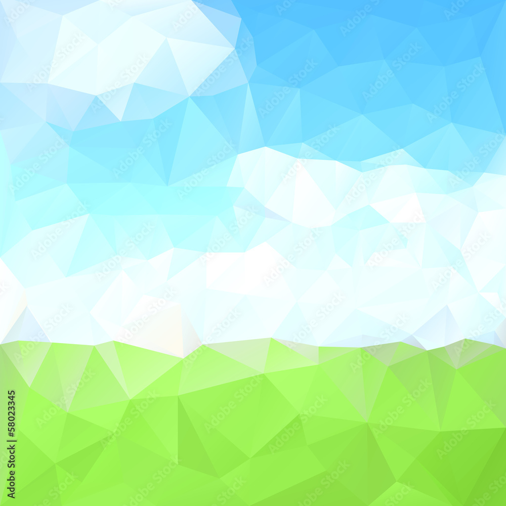 Fototapeta premium Green field and tree with blue sky