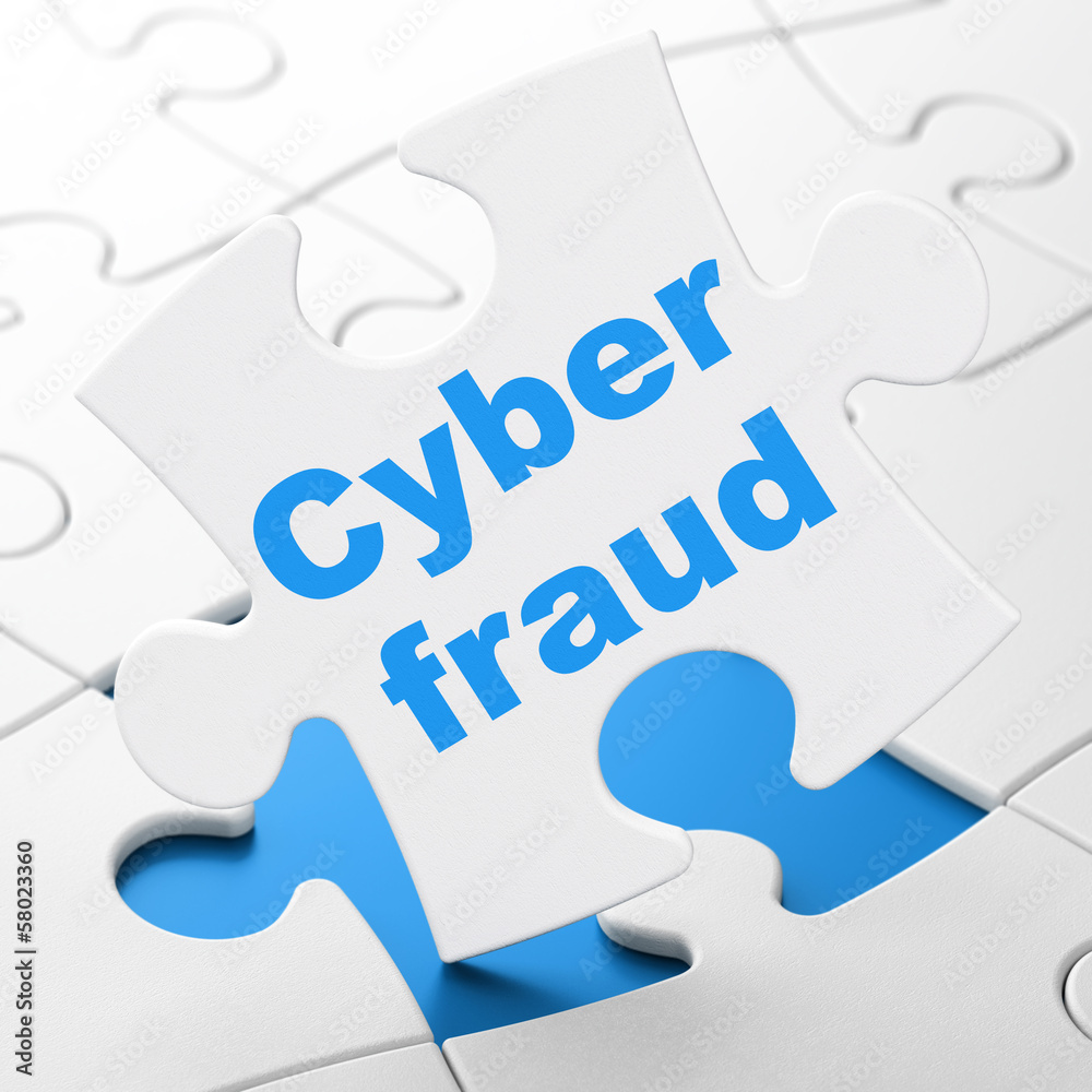 Protection concept: Cyber Fraud on puzzle background Protection concept: Cyber Fraud on puzzle background