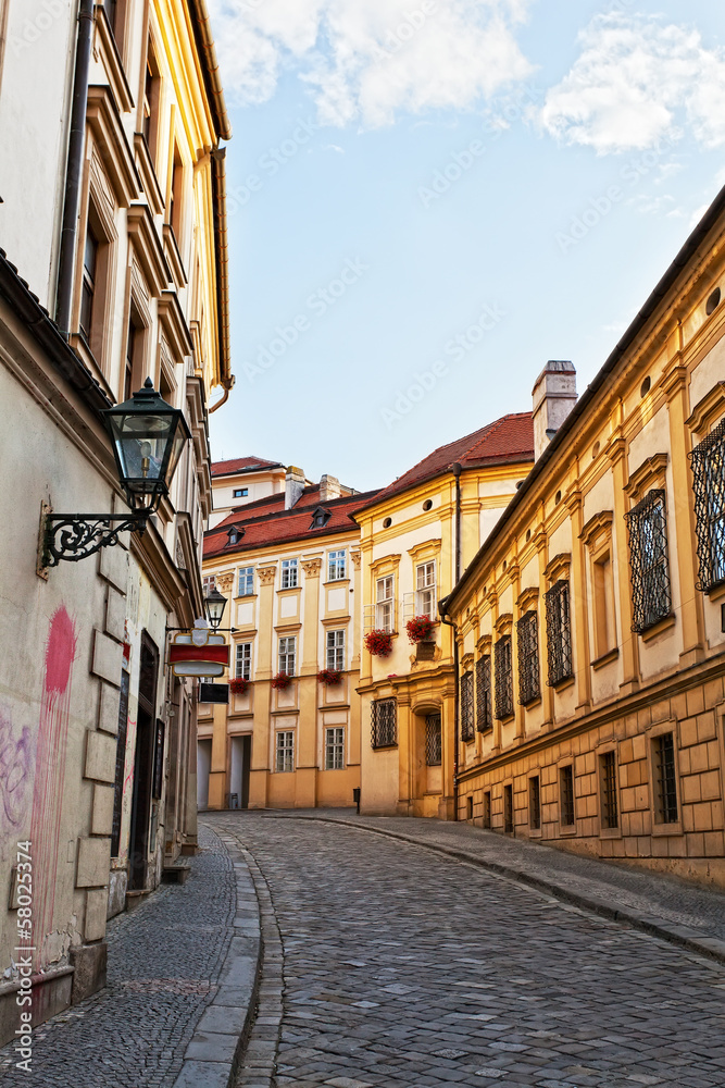 Ancient street in the city of Brno, the Czech Republic