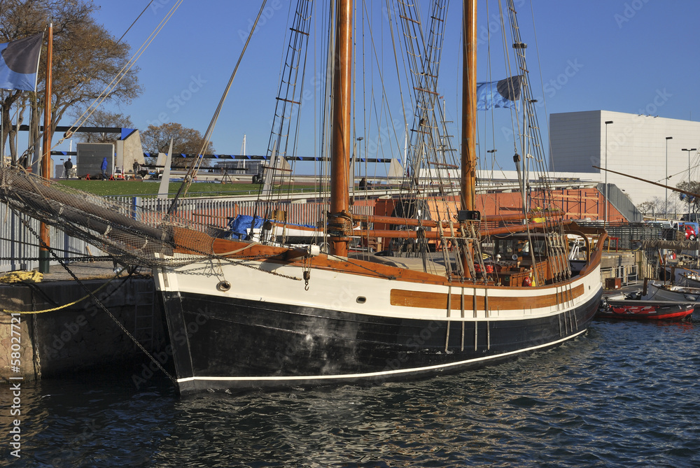 Sailing boat in harbour. Barcelona. Spain